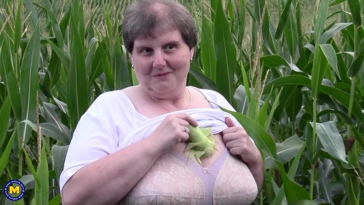 German big mature lady playing outside