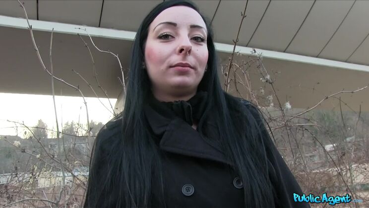Rock chick gets fucked outside in public place