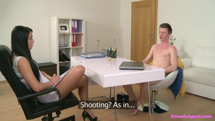 Beautiful agents perfect pussy gets creampied by eager stud