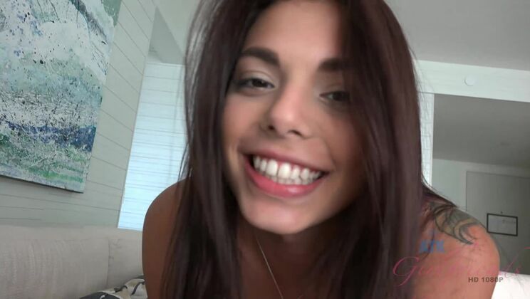 You sit back and she pounds her pussy on your cock