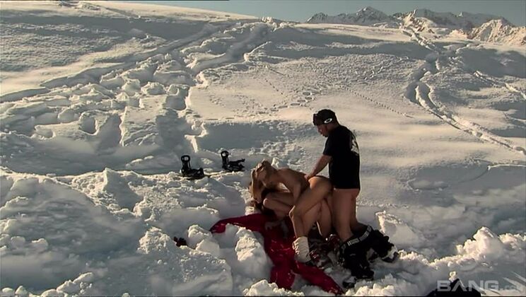 Judith Fox and Jessica Girl Share a Cock Up on the Snowy Mountain