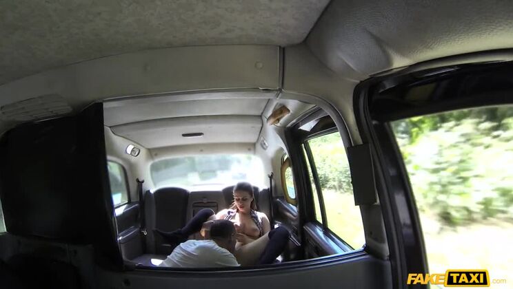 Horny couple get it on in rear of cab
