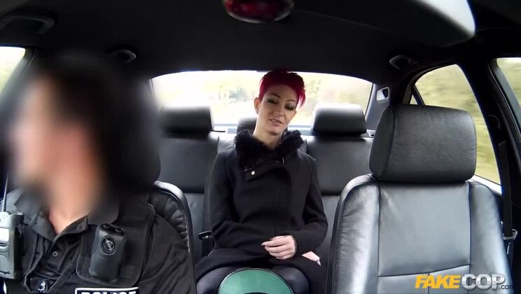 Cop spunks on her tattoos and tits