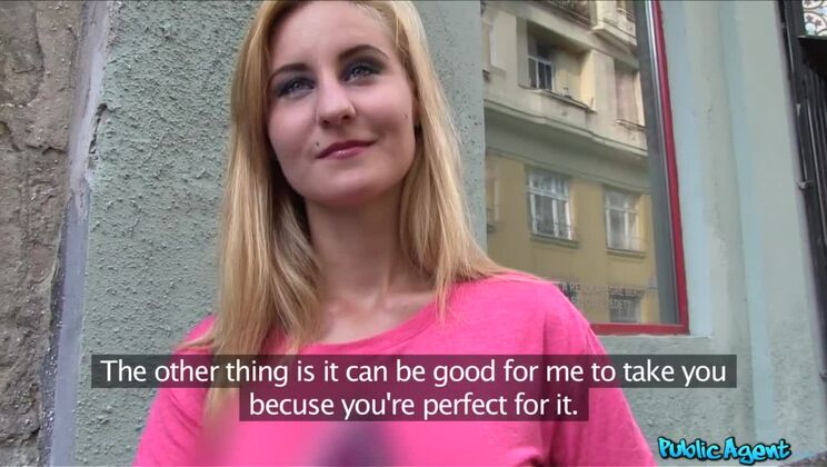 Hot blonde babe fucks a stranger in public place