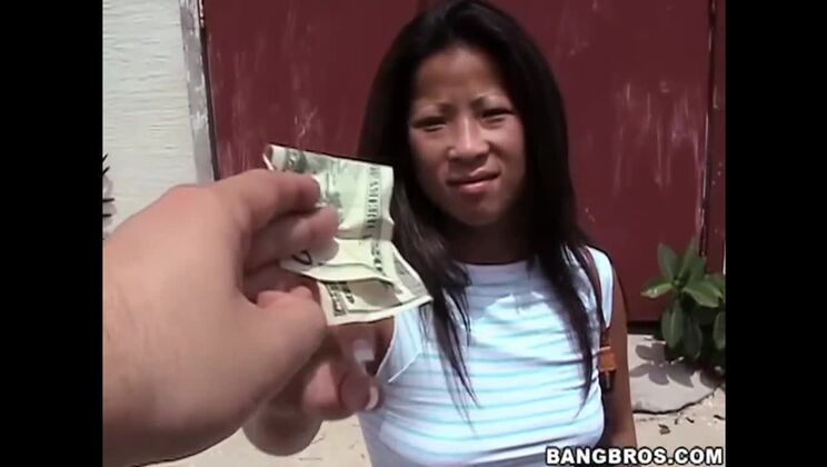 Asian Amateur Brunette Gets Facial on BangBus