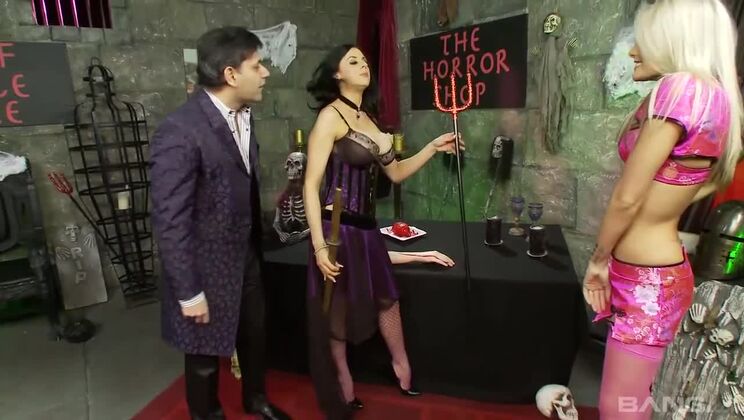 Jasmine's Big-Titted Threesome in the Horror Store