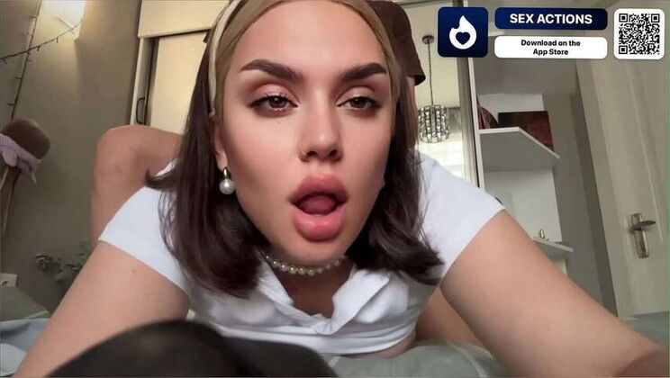 Lustful maid Alisha Montonari gives boss a blowjob in POV