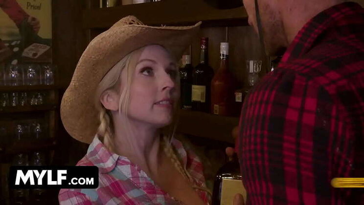MILF Christie Stevens Rides Big-Cocked Cowboy in Saloon - Mylf Labs
