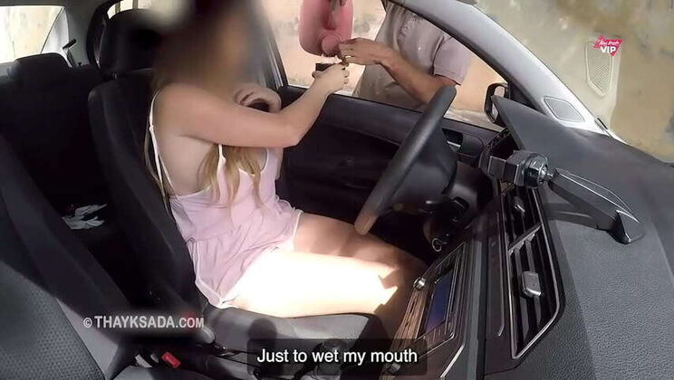 Thay Ksada, an exhibitionist MILF, lets a stranger grope her tits and eat her out in public