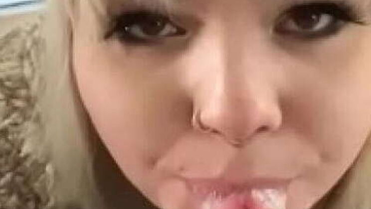 Blonde Babe Drains an Uncut Lover! Throatpie! Post-Orgasm Blowjob with Cum-Lube