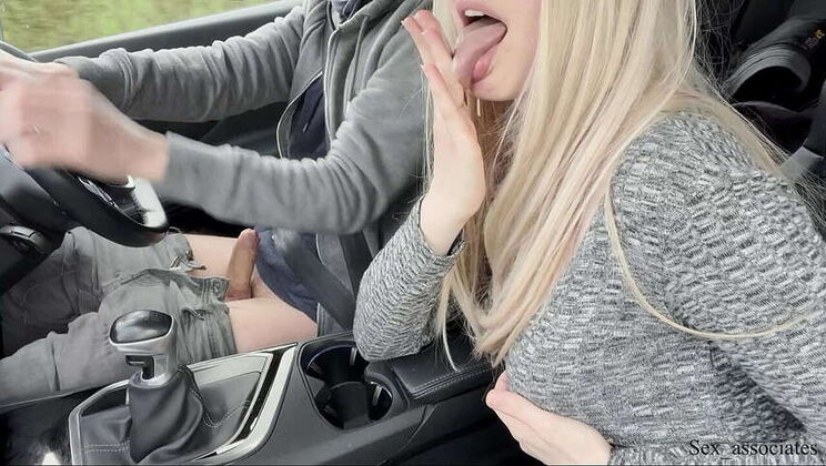 Wonderful handjob driving! Enormous load. Cum feast. Cum play. Featuring Sofie Lund and Otto Holm