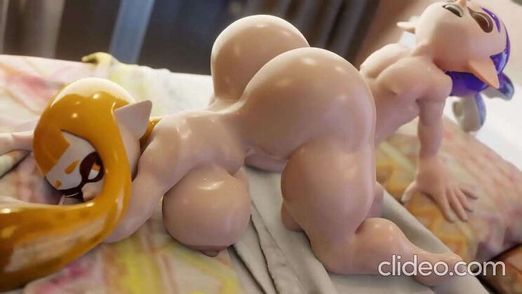 Inkling Duo's Bedroom Intimacy: Doggystyle & Busty Fun