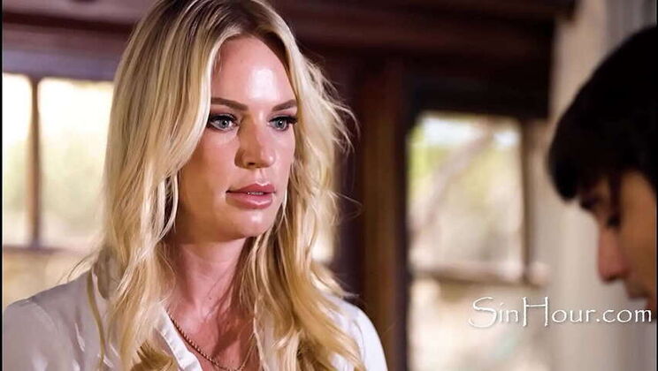 Furious Blonde Step-Mom Teaches Him a Lesson in Doggystyle