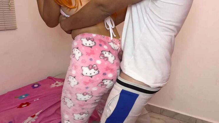 Japanese Amateur Teen Stepdaughter Rubs My Big Cock While Home Alone