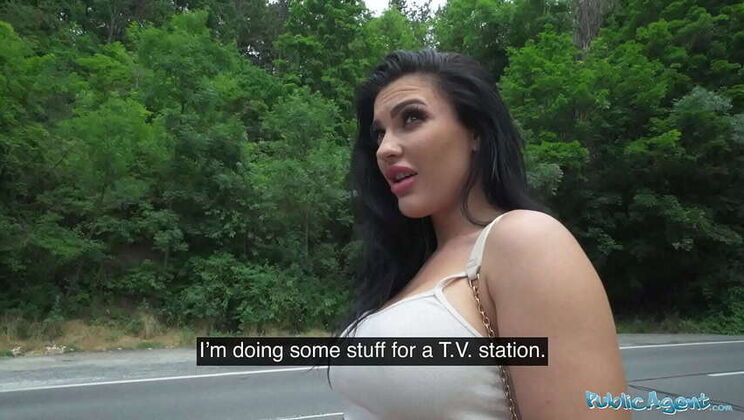 Public Sex Encounter: Generous-breasted Hitchhiker Honey Demon Gives Blowjob and Hardcore Fuck to a Big Cock Outdoors