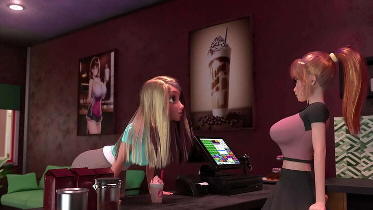 Futanari Hotties Jerk Off in Sweet Shop - 3D Hentai Action