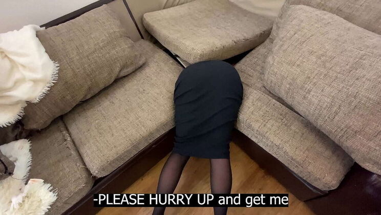 Couch Trapped Step-Mom's Big Booty