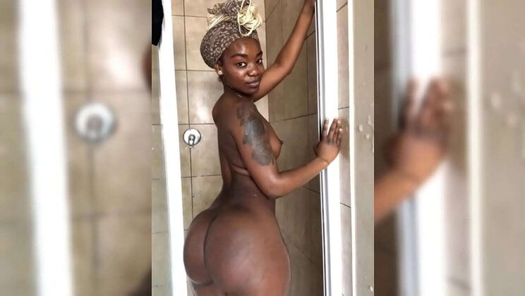 Big Booty Ebony Raxa Shows Off Her Curvy Assets In The Shower