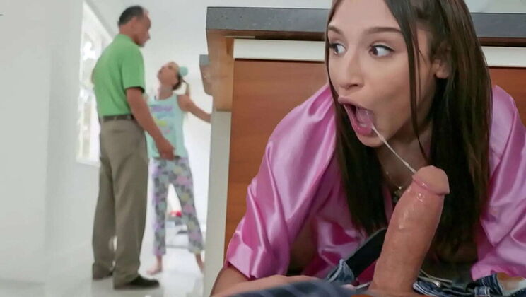 Sneaky Blonde and Brunette Share Big Dick