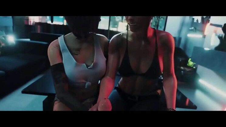 Cyberpunk 2077: Futa on Lesbian Threesome - Big Dick Futanari Porn
