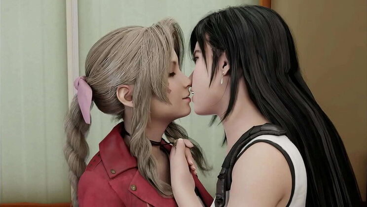 Aerith and Tifa Lesbian Threesome - Pussy Licking & Doggystyle Fun