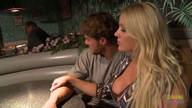 Blonde MILF with Shaved Pussy Craves Reverse Cowgirl After Table Tease