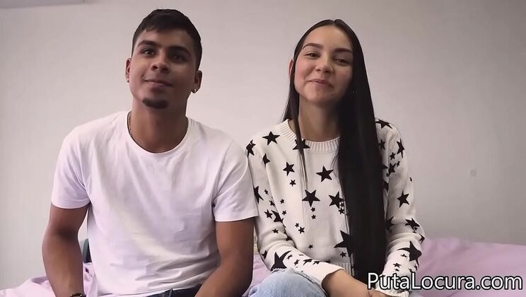 Colombian Couple Valerin with Chocolate Nipples in Hot Casting Scene - Blowjob, Facial, and Natural Tits