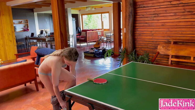 Stepsister Loses Ping Pong Game and Gets Fucked Hard on the Table - JadeKink