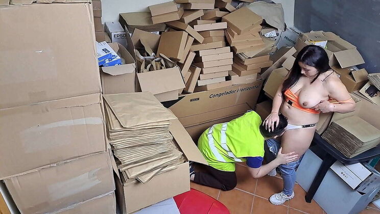 Sexy Latina Boss Catches Worker Slacking Off in Warehouse - Squirting Miss & Hard Rock