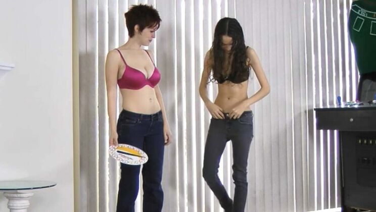 Hot Stripscotch Game with Ryanne Lazerbunny - Big Tits, Brunette, and Lesbian Fun
