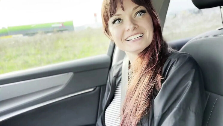 Petite Polish Hitchhiker Gives Driver a Blowjob in the Front Seat