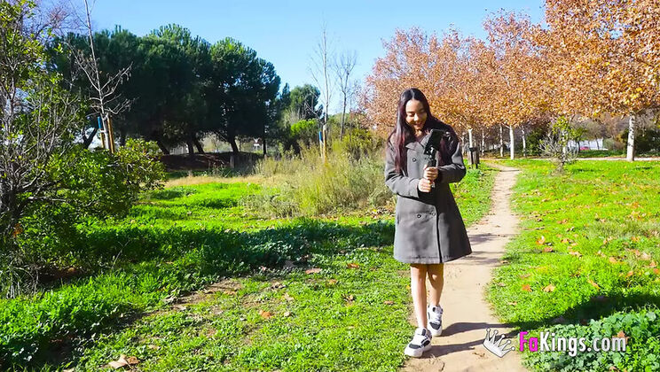 Hot Latina Allison Sweet sucks and rides big Iberian cock in public