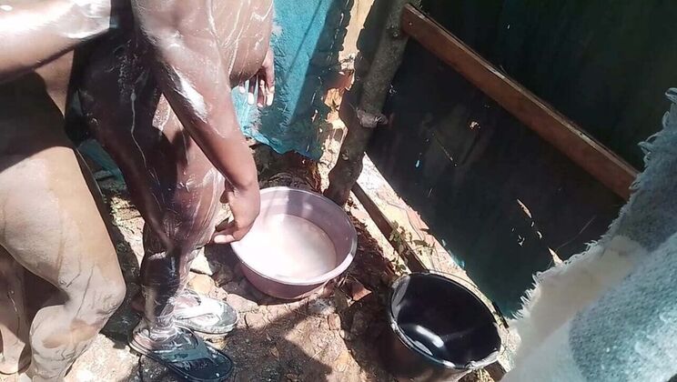 Hot Kenyan Maid Takes Big Dick Doggy Style in Shower