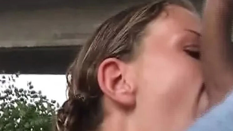 Sexy German blonde teen rides huge cock in public - Kahti Parker