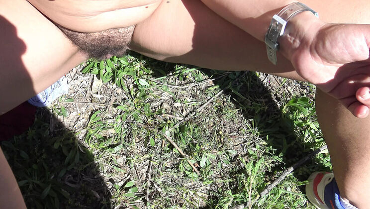 Stepmom Susan Pissing Outdoor - Hairy MILF Pees on Beach Voyeur Runs Away