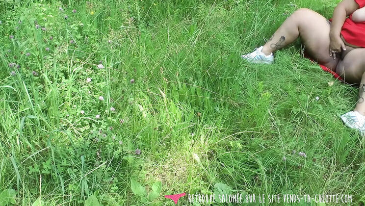 French BBW Amateur Fingering Her Hairy Pussy Outdoor - Big Natural Tits & Big Ass