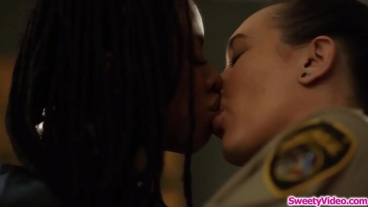 Ebony prisoner Kira Noir eats Sinn Sage's pussy in lesbian jail sex