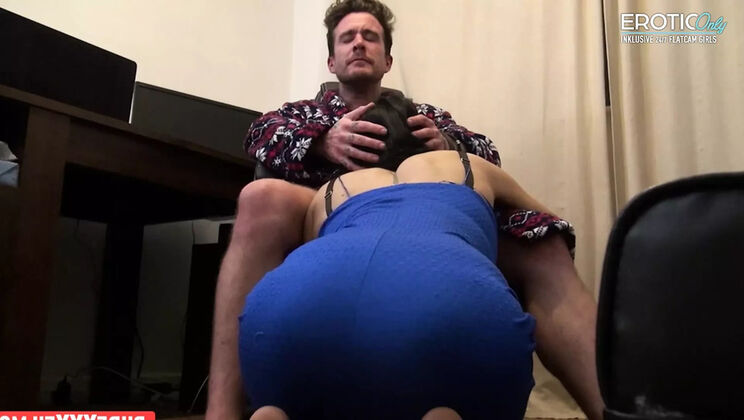Jess Scotland rides Luke Hotrod hard with big tits bouncing - cumshot finish!
