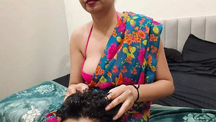 Desi Stepmom Gives Stepson a Sexy Massage - Hindi Dirty Talk & Hot Bathroom Action