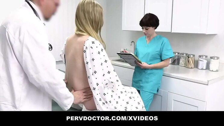 Nurse Fucks Teen Harlow West in Office - Blowjob, Creampie & Threesome