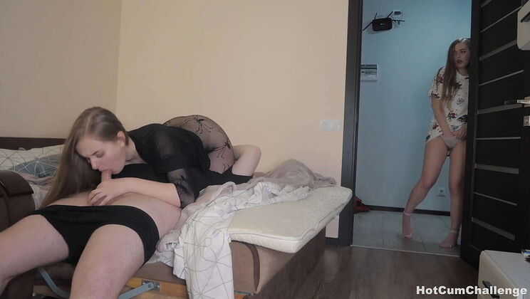 Taboo Step Family Fuck! Blonde Teen Cums Watching Stepdad Bang Stepmom