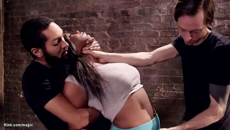 Lisa Tiffian's Huge Ebony Tits Bound & DP Fucked Hard by Owen Gray