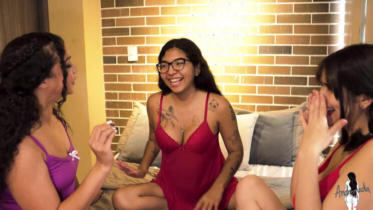 Hot Lesbian Sleepover Turns Wild - Jade Mercury & Andromeda Hot Fingering & Strapon Fun