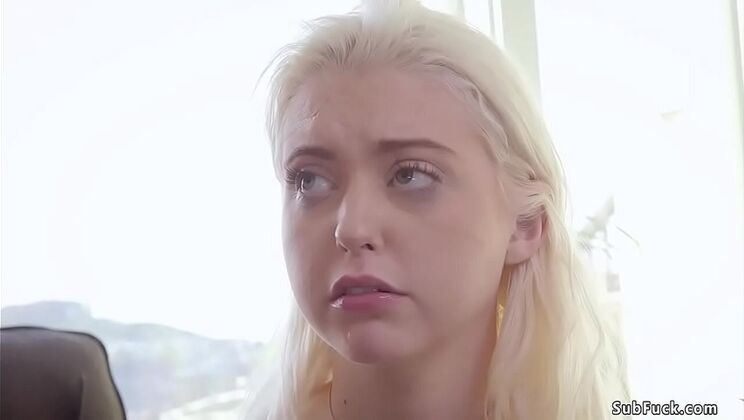 Teen Chloe Couture sucks stepdad's cock for cash - rough threesome with bondage & gagging