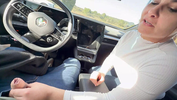 Brunette MILF Kat Aluna Sucks Cock in Car - POV Blowjob & Swallow