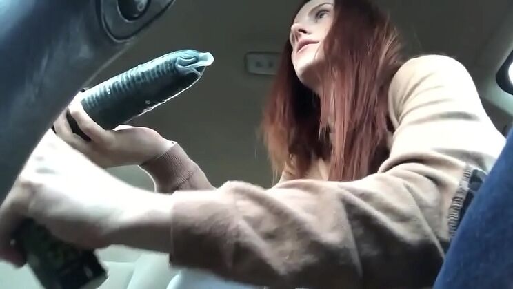 Sexy Redhead Buys Cucumber at Store and Uses It Hard