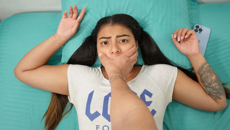 Stepbro Fucks Stepsis Hard While Home Alone - Don't Scream! - Rough Creampie Sex
