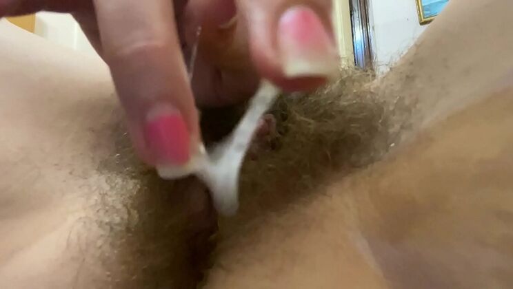 Cutieblonde Amateur Hairy Pussy Closeup - Big Clit Rubbing & Cumming Orgasm