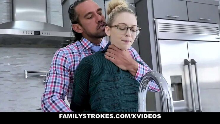 Blonde Teen Lily Larimar Fucked Hard By Stepdad For Talking Dirty - Facial & Glasses Cumshot