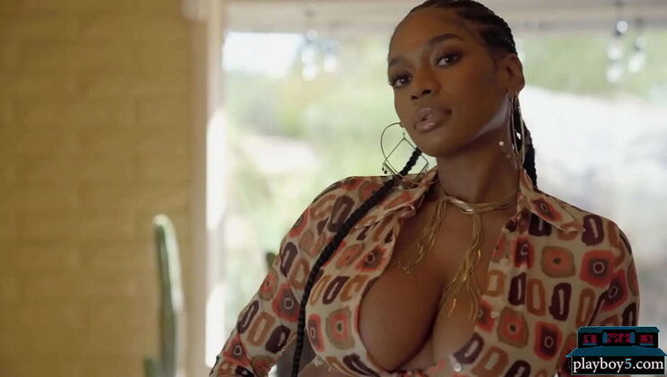 Busty Ebony MILF Nyla Flaunts Her Huge Natural Tits - Playboy Striptease